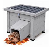 relaxdays Hedgehog House, adjustable tunnel, base plate, flat-pack, Grey | for the garden