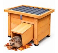 relaxdays Hedgehog House, adjustable tunnel, base plate, flat-pack, Orange | for the garden