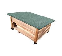 Relaxdays Hedgehog House with Floor, Maze Entrance & Weatherproof Roof, Wood, HxWxD: 25 x 57 x 44 cm, Hedgehog Nest