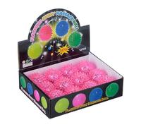 Relaxdays hedgehog, set of 12, flashing light nubs, luminous LED bouncy balls for children, diameter 6.5 cm, pink, 100% plastic