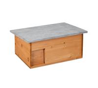 Relaxdays Hedgehog Shelter Winter, Building Kit, Cat-Proof, Flap & Labyrinth Entry, HWD 21x46x34 cm, Wood, Fleece, 21 x 46 x 34 cm