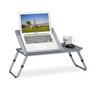 Relaxdays height-adjustable laptop tray, foldable, tilting top, bed desk, couch knee table, multipurpose, MDF, grey, Fibreboard, 1 item