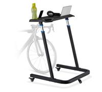 Relaxdays Multifunctional Desk, Adjustable, Laptop Castors, Standing, Bicycle Table, Height: 87-135 cm, Black, Steel, 135 x 73.5 x 78 cm