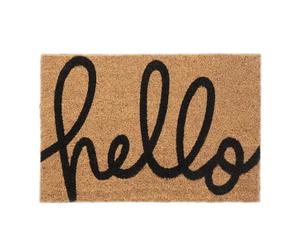 Relaxdays HELLO cursive print coir welcome doormat