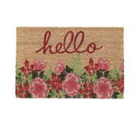 Relaxdays hello flowers print coir door mat coir