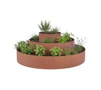 Relaxdays Herb Spiral Pyramid, Steel, 3-Piece Set, 40/80/120 cm Diameter, 20 cm Height, Rust Finish, Brown