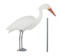 Relaxdays heron garden decoration figure, bird deterrent for garden & pond, outdoor decor, stakeable, white
