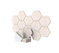 Relaxdays Hexagon Acoustic Panels, 36 pcs, Self-Adhesive, Noise Reduction, 30x26 cm, Beige Gaming Decor