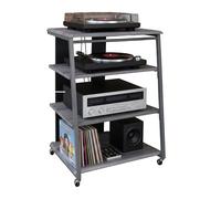 Relaxdays Hi-Fi Rack with 4 Shelves for Records and Stereo - Metal & MDF, 78x61x52 cm, Grey