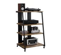 Relaxdays HiFi Rack for Turntables, 4 Levels, Iron & MDF, 78x61x52 cm, Industrial Multimedia Shelf, Brown/Black