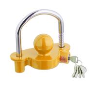 Relaxdays 5 Keys Anti-Theft Car & Horse Trailer Caravan Hitch Lock Yellow Silver