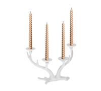 Relaxdays Holder, Deer's Antlers Design, Vintage Look, Pillar Candles up to Ø 4cm, HWD: 28.5 x 10 x 16 cm, White, Cast iron