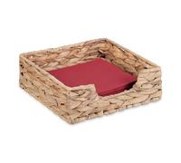Relaxdays Holder, for 33x33 Napkins, Braided Design, Square Basket, Storage Tray, Water Hyacinth, Natural, Plant fibre, 7.5 x 23 x 23 cm