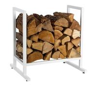 Relaxdays Holder, Metal, Modern, HWD: 62x60x49 cm, Wood Storage, Stacked Logs & Firewood, White, 100% Iron, 62 x 60 x 49 cm