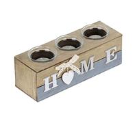 Relaxdays ‘Home’ Tealight Holder, 3 Candle Glasses, Table Centrepiece, Decor, HWD: 8 x 23 x 8 cm, Multicoloured