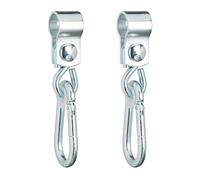 Relaxdays Hooks with Carabiners, Set of 2, Cuff Fasteners, 25 mm, to Attach & Hang Swings, Rustproof Iron, Silver, 17 x 3 x 5 cm