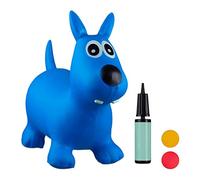 Relaxdays Hopping Dog, Air Pump Included, Load Capacity up to 50 kg, BPA-Free, Space Hopper, Blue