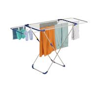 Relaxdays Horse, 2 Extendable Wings, Clothing Drying Rack, HWD: 100 x 177 x 56 cm, foldable Airer, Silver/Blue, Plastic, Stainless steel