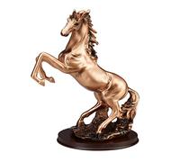 Relaxdays Horse Statue, Standing Sculpture, Strong Stallion, Oval Socle, Home, Living Room, HWD 32x26.5x15.5 cm Copper