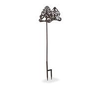 Relaxdays Hose Pipe Holder, Freestanding, Cast Iron, Antique Design, Rustic, Garden Decor, HxWxD: 100 x 27 x 16cm, Brown, 100 x 27 x 16 cm