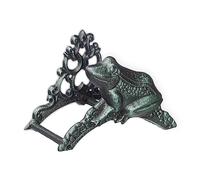 Relaxdays Hose Pipe Holder, Frog, Cast Iron, Vintage Look, Wall-Mounted Hosepipe Hanger, 18.5 x 26.5 x 16.5 cm, Green