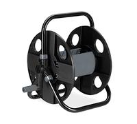 Relaxdays Hose Reel, 30 m 1/2" Hoses, Freestanding, H x W x D: 38 x 42 x 31 cm, Steel, Plastic, Black/Grey