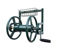 Relaxdays Hose Reel, Stainless Steel, 40 m, wall-Mounted, Click Coupling, HxWxD: 56 x 48 x 42 cm, Green