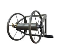 Relaxdays hose reel with crank, stainless steel, 60 m, wall mount, click connector, 55x48x42 cm, brown