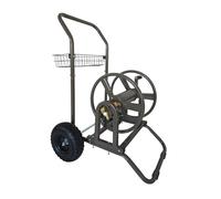 Relaxdays Hose Trolley 60m with Click Coupling, Steel Frame, Removable Reel, 2 Pneumatic Tires, Brown 94x66x60cm