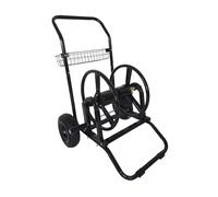 Relaxdays Hose Trolley with 60m Reel, Click Connector, 2 Air Tyres, Steel Frame, Removable Hose, Black, 94x66x60cm