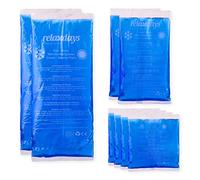 Relaxdays Hot/Cold Gel Pack of 8, First Aid, Reusable, 3 Sizes, Multi-use Compression, Sport, Blue, 2 x 12 x 28.5cm