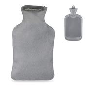 Relaxdays Hot Water Bottle, 2 Litre, with Cover, Children & Adults, Rubber, with Screw Cap, Pain Relief, Grey, 36 x 19.5 x 5 cm