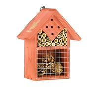 Relaxdays Hotel, Nesting Aid for Bees & Wasps, Garden, Balcony, Insect House, HWD 21 x 17.5 x 9 cm, Wood, Orange, 60% 40% Bamboo