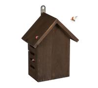 Relaxdays House, Untreated Fir Wood, HxWxD: 22 x 17 x 10 cm, for Hanging up, Insect Hotel for Ladybirds, Brown