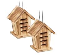 Relaxdays House, Wood, HWD: 17.5 x 14.5 x 12 cm, Weatherproof, to Hang Up, Insect Hotel for Ladybirds, Natural