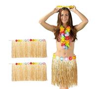 Relaxdays Hula Skirt, 3X Set, 50cm Long, Adjustable Fastener, Unisex, Hibiscus Flowers, Beach Party, Costume, Colourful, 50 x 100 x 1 cm
