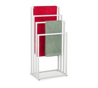 Relaxdays, HxWxD: 96.5 x 45 x 29 cm, metal, 4 bars, standing towel rack, bathroom, white, Foam, Iron