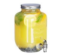 Relaxdays Ice-Beverage Glass 3,5 L, Tap, Retro Juice Decanter, Transparent Vintage Lemonade Dispenser, 25.5 x 15 x 18 cm