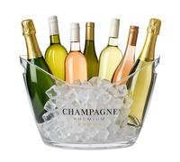 Relaxdays Ice Bucket, 8 litres, Drinks Cooler with Handles, Bottle Chiller for Champagne & Wine, Plastic, Transparent