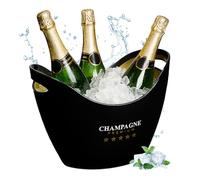 Relaxdays Ice Bucket, Champagne Cooler, Wine Bottle Chiller, 8 litres, for Parties, HWD: 25.5 x 35 x 25.5 cm, Black/Gold
