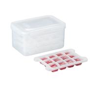Relaxdays Ice Forms Set with Box and Lid, 4 Trays 48 Large Cubes Total, Easy-Care, Plastic, 11 x 22 x 15 cm, Transparent