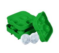 Relaxdays Ice Cube Tray, Set of 2, Reusable, Silicone Mould, 4 Compartments Each, Safe BPA-Free, Sphere 4.5 cm, Green, 5 x 12.5 x 12.5 cm