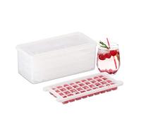Relaxdays Ice Forms Set with Box and Lid, 4 Trays 144 Cubes Total, Easy-Care, Plastic, 11 x 28 x 13.5 cm, Transparent, 100%