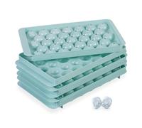 Relaxdays Ice Tray, Round, Set of 3, Reusable, 2.5 cm Balls, 33 Individual Sphere Cubes, Mould, Plastic Turquoise, 3 x 24.5 x 14.5 cm