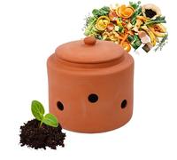 Relaxdays in-ground worm composter 3 L, terracotta clay pot with lid for kitchen waste, garden & beds
