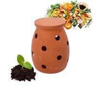 Relaxdays in-ground worm composter, 5 L, wormery for kitchen waste, lid, composter for garden & beds, terracotta clay