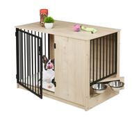 Relaxdays Indoor Dog Crate with 2 Bowls
