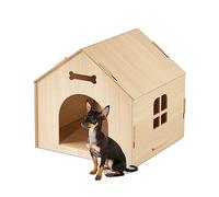 Relaxdays Indoor Dog House, Do-It-Yourself Kennel, Cat to Build Yourself, Pet Hideout, MDF, 35 x 36.5 x 34.5 cm, Natural, Fibreboard