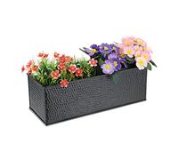 Relaxdays Indoor Planter, Flower&Herb Pot for Windowsill, Rectangular, HxBxT: 14x40x15 cm, Home Decor, Iron, Black