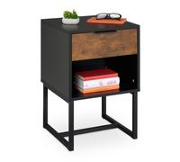 Relaxdays Industrial Bedside Table with Drawer